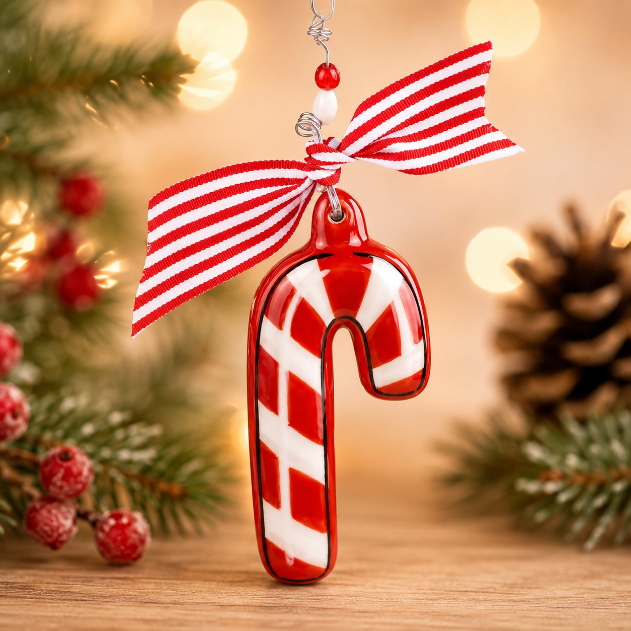 Candy Cane Puff Ornament